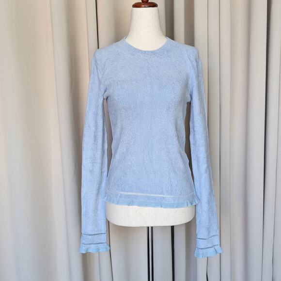 NWT Proenza Schouler White Label Blue Cropped Chenille Sweater, size S - Picture 2 of 7